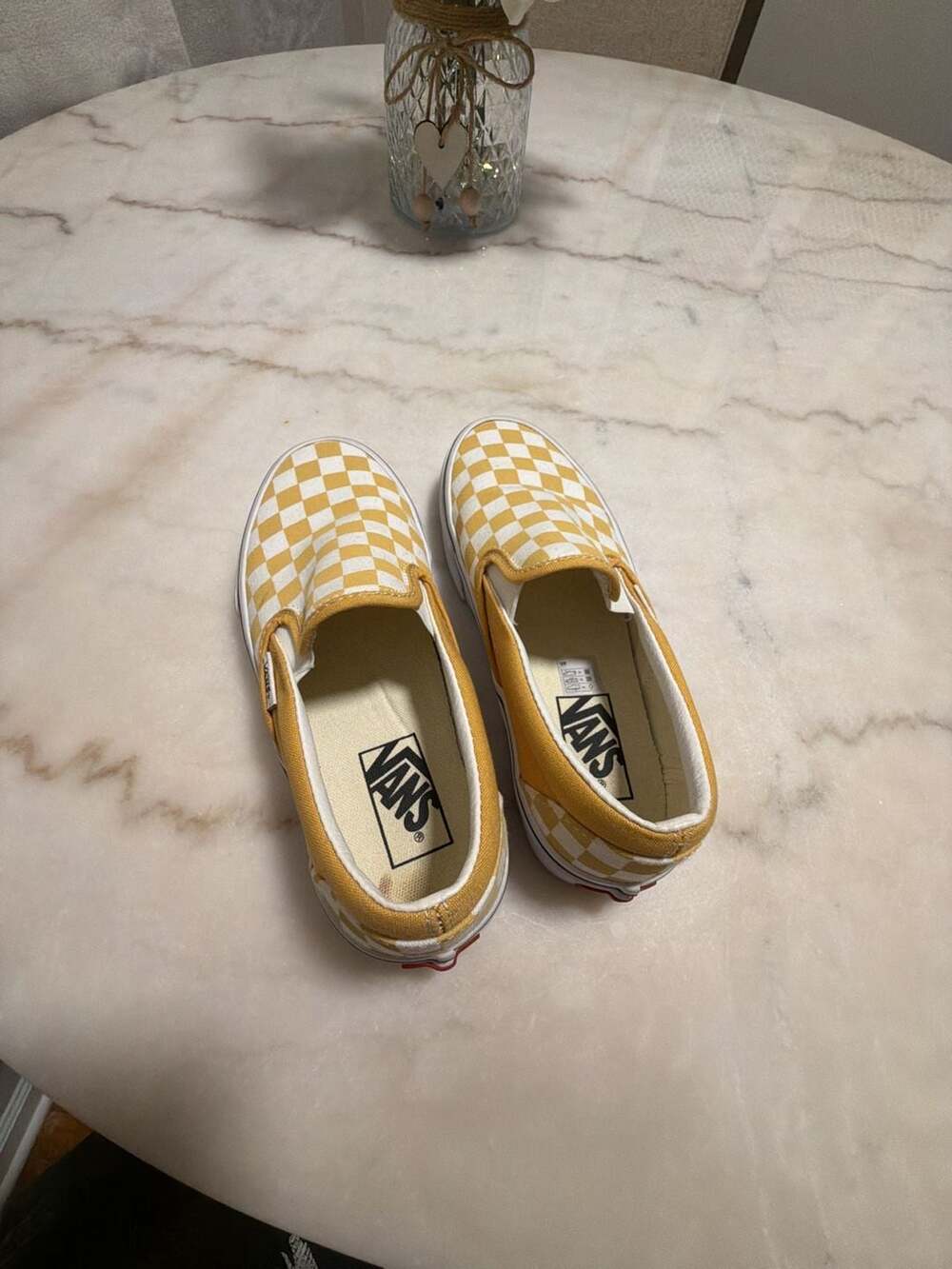 Vans Classic Slip-On Checkerboard Yellow/White Women's Size 6.5 - Picture 3 of 6